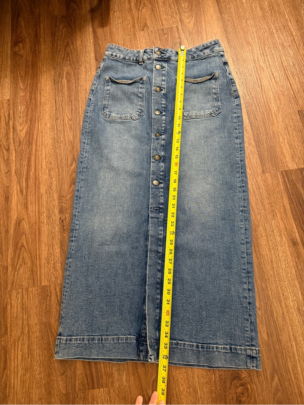 Pilcro Button-Front Denim Maxi Skirt - Light Blue US 10 New without tags - Picture 7 of 7
